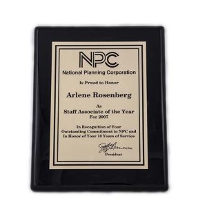 Black piano finished plaque