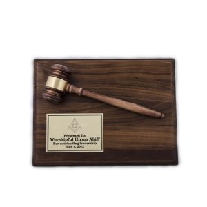 Oak wood finished plaque with gavel