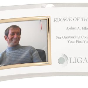 6.5'' x 13'' glass award with 4'' x 6'' picture frame