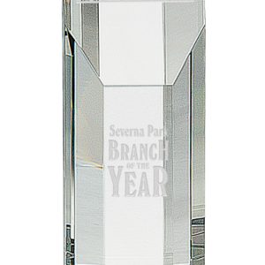 Crystal tower award on black base
