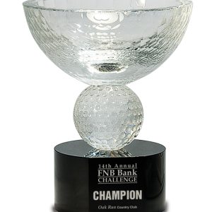 Crystal golf ball cup on black base