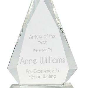 8 inch faceted crystal triangle award