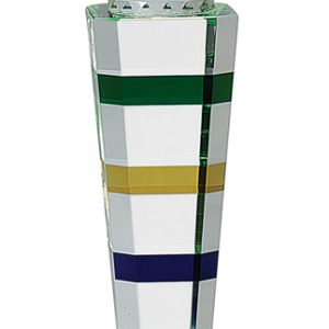 Tri-color crystal tower award on black base