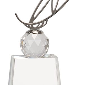 Crystal award with metal oval star