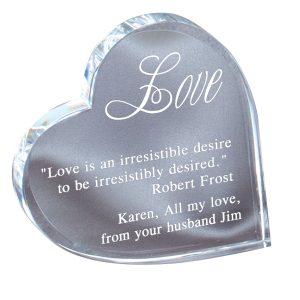 4.5'' x 4.5'' crystal heart paperweight