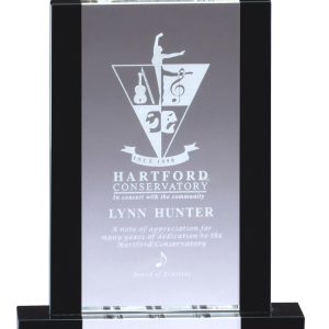 Crystal award with black side columns