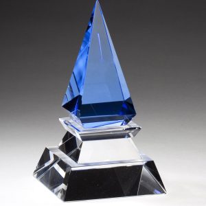 4'' x 7'' blue crystal prism award