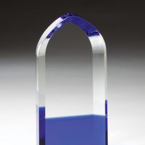4'' x 8'' crystal award with blue bottom