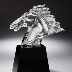 10.5'' x 12.5'' crystal horse on black base