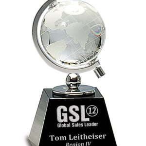 Crystal frosted globe on black base