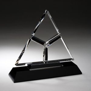 8'' x 7.5'' crystal triangle on black base