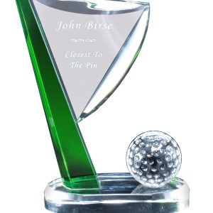 Crystal flag and golf ball