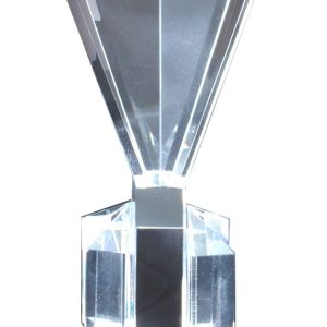 12.5 inch crystal globe award on black base