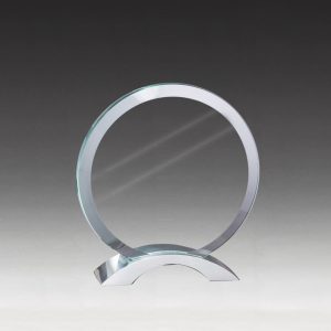 Jaded glass circle on silver base