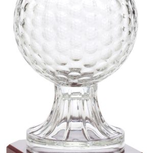 Crystal sport ball award on rosewood base