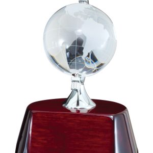 5.5 inch crystal globe on rosewood base