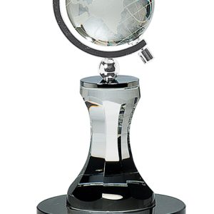 8.5 inch crystal globe and column on black base