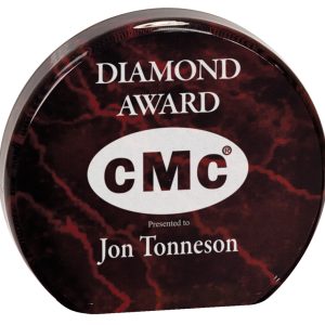 Red marble round acrylic award