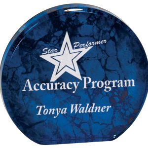 Blue marble round aurora acrylic