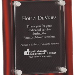 Red velvet floating acrylic plaque