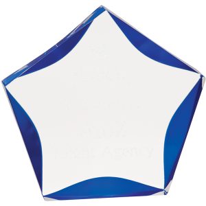 Blue and clear luminary acrylic star award