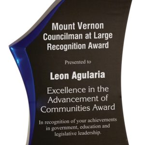 Black and blue luminary surge acrylic award