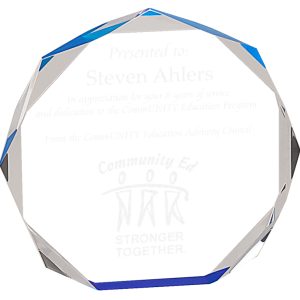 Blue octagon acrylic award