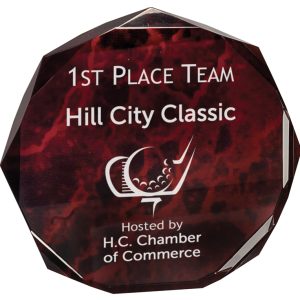 Red marble octagon acrylic award