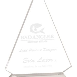 Clear acrylic triangle award with base