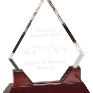 Diamond acrylic award on rosewood piano finished base