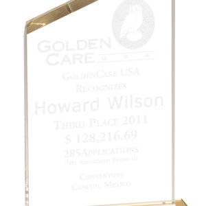 Gold beveled acrylic peak award