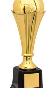 17 inch one-tier gold trophy with soccer ball
