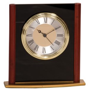 6.25 inch black glass column clock