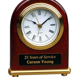 4'' x 5'' piano finished rosewood arch desk clock