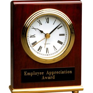 4'' x 5'' piano finished rosewood desk clock