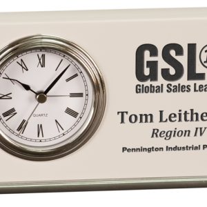 7.5'' x 4'' white piano finished horizontal desk clock