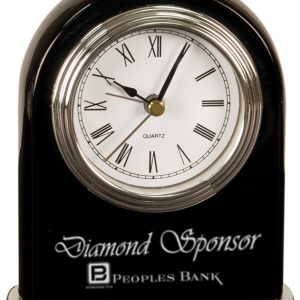 4'' x 5'' black piano finished arch desk clock
