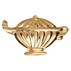 Lamp of knowledge pin with bright gold finish and butterfly clutch back. Pin length is 0.5''