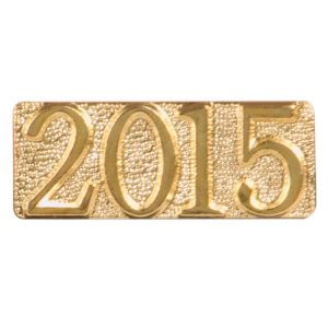 "2015" pin with bright gold finish and butterfly clutch back. Pin length is 0.5''